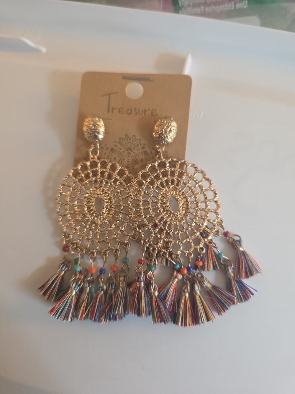 Treasure Brand Gold Filigree Tassel Earrings